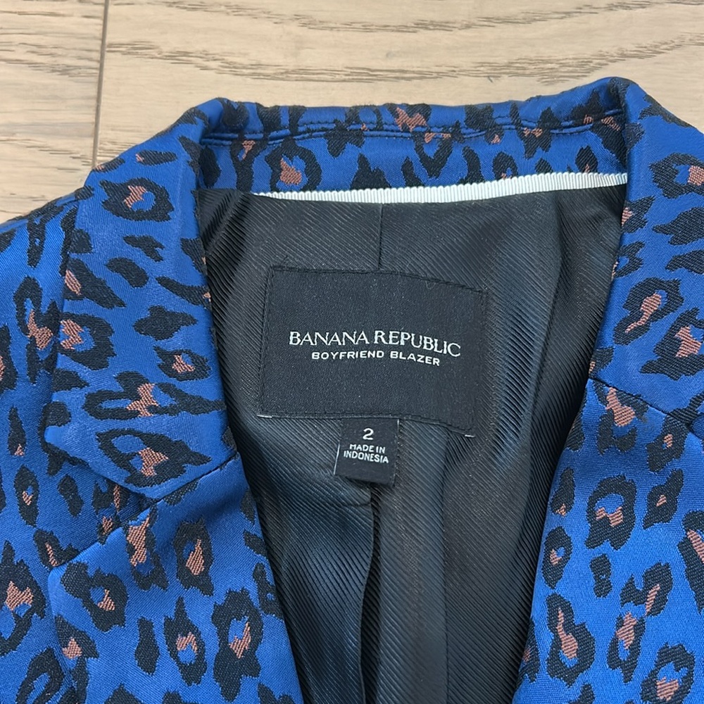 Banana Republic Metallic Animal Cheetah Print Boyfriend Blazer - Picture 3 of 6